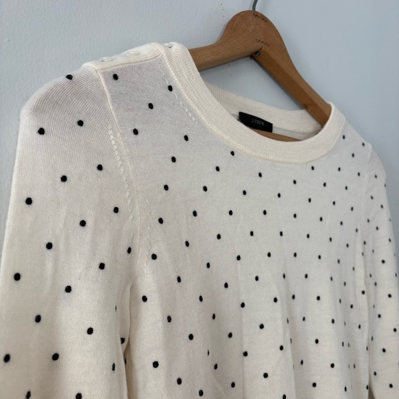 J.Crew Merino Wool Polka Dot Sweater Cream Ivory Crewneck Lightweight Sz XS - Picture 4 of 9
